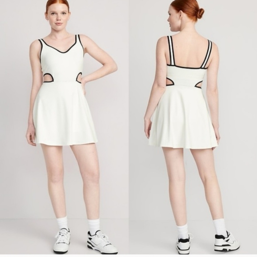 Old Navy White Active Tennis Dress with Black Trim